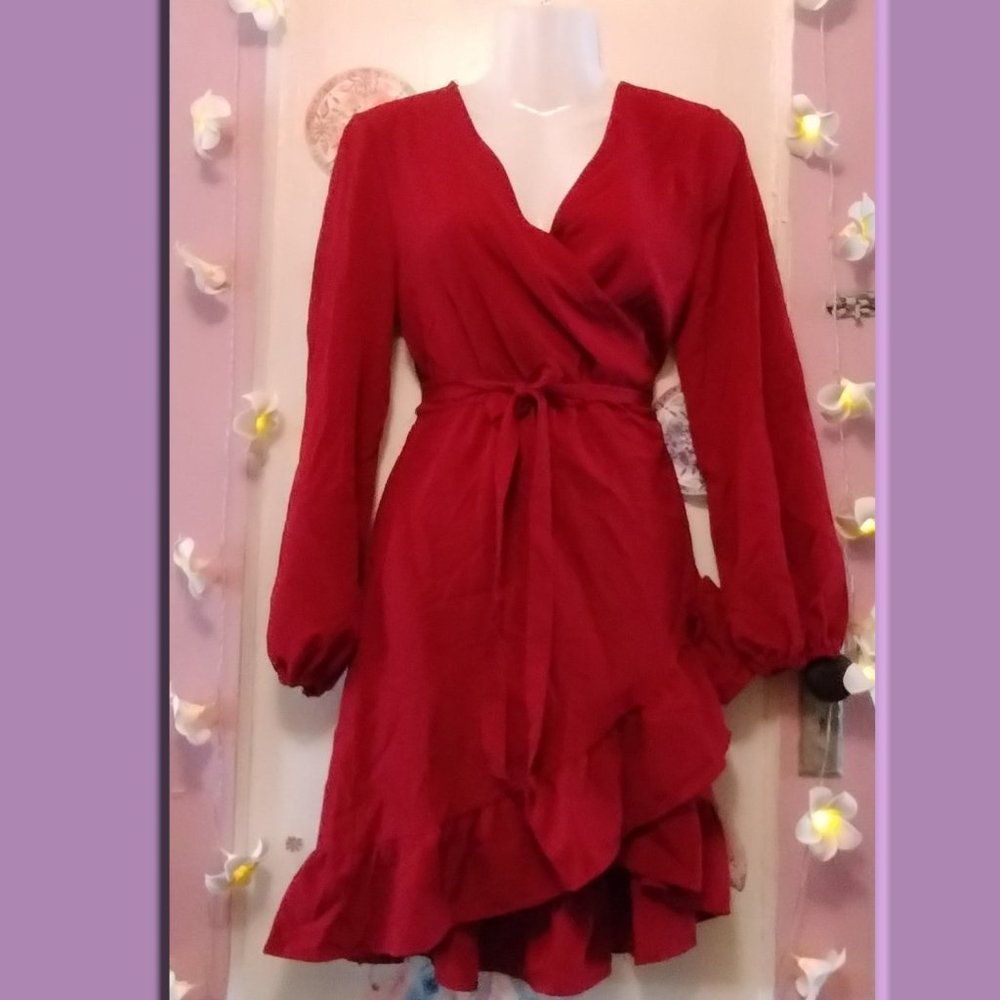 Lantern Sleeve (S) True Wrap Dress